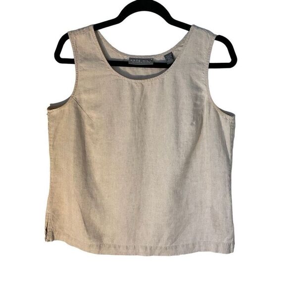 Kate Hill 100% Linen Tank Top, PL. Wheat. Capsule Wardrobe - Picture 5 of 11
